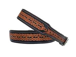 Collier pour chien en cuir western de qualité supérieure, motif géométrique, fermeture à boucle, durable, utilisable toute l'année |   Usage quotidien - Product Image 1