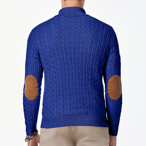 Suéter de Punto Azul para Hombre, Cierre de Botones, Color Sólido, Jersey de Invierno, Material de Lana Gruesa - Product Image 3