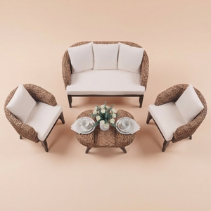 Luxury Handmade Woven Rattan <b>Dining</b> Chair Modern Natural Fiber Outdoor Garden <b>Armchair</b> Ergonomic Removable Cover Comfortable - Product Image 3