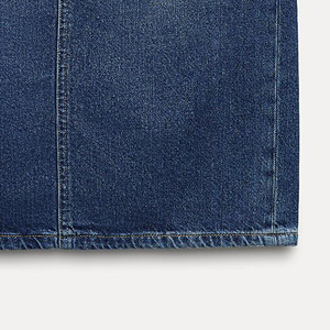 Falda vaquera para mujer, MOQ bajo, alta calidad, falda vaquera midi para mujer, estilo moderno con bolsillos. - Product Image 2