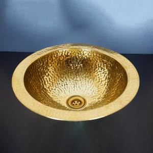 Decorative Hammered Brass Wash <b>Basin</b> <b>Round</b> Bathroom Vessel Sink Luxury Handmade Premium Vanity Fixture Durable Metal - Product Image 4