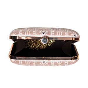 Pink And White <b>Thread</b> Embroidery Clutch Bag Elegant Designer Evening Purse for Women Events - Product Image 3