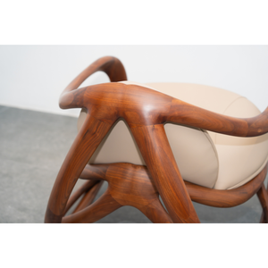 Luxury Chaise Lounge Walnut Wood <b>Frame</b> Leather Upholstered for Living Room Bedroom Villa Hotel PISANO - Product Image 2