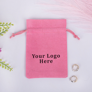 Promotional Pink <b>Drawstring</b> Jewelry Pouch Custom Logo Printing Rectangular Shape <b>Bag</b> For <b>Small</b> Storage Packaging - Product Image 5
