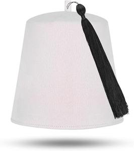 หมวกเฟซแบบธรรมดาของสมาคมเมสัน - ทำจากขนสัตว์สีน้ำตาลแดง พร้อมพู่หลากสี วัสดุคุณภาพพรีเมียม ขนสัตว์แท้ 100% - Product Image 6