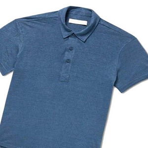 เสื้อเชิ้ตผู้ชายสีน้ำเงินล้วน ผ้าฝ้าย 100% แขนสั้น ทรงปกติ สวมใส่สบาย ระบายอากาศได้ดี แห้งเร็ว - Product Image 3