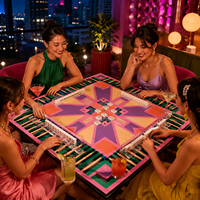 Tapis de Mahjong Géométrique Rétro de Luxe Pliable Personnalisé en Gros, Design Original, Tapis de Table de Poker en Néoprène Premium 33 Pouces, Cadeau
