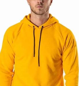 Men's Hooded Sweatshirt Regular Fit Knitted Fleece Casual Solid Color Autumn Wear Breathable Yellow Long Sleeve - Product Image 5