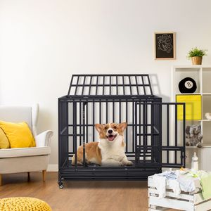 Gabbia per Cani Robusta da 42 Pollici con Ruote Bloccabili, 3 Porte, per Cani di Taglia Media e Grande, Uso Interno, Vassoio Rimovibile, Opzioni Taglia XL/XL - Product Image 4