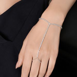 Joyería minimalista para manos con diamantes de imitación brillantes, cadena para manos, anillo para dedo, pulsera de acero inoxidable, venta al por mayor - Product Image 2