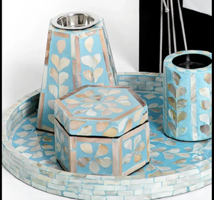 Vase en incrustation d'os en résine artisanale moderne en bois fait à la main plateau de brûleur d'encens coffret en acrylique poli pour la décoration d'hôtel à la maison mur parfait - Product Image 5