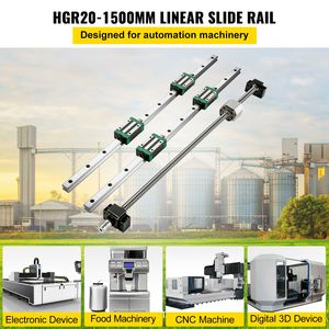 2 Pezzi Guida Lineare HGR20 1500mm + 1 Pezzo Vite a Ricircolo di Sfere RM1605 1500mm Kit BF12/BK12 per Guida Lineare - Product Image 2