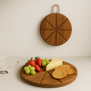 Grande planche à découper ronde en bois d'acacia 30 cm, planche de cuisine en bois massif, planche de service, fabrication OEM au Vietnam - Product Image 5