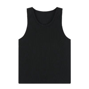 Débardeur pour homme en coton 100% respirant, col rond, uni, décontracté, sans manches, noir - Product Image 3