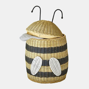 Cesta de Mimbre Natural Única con Forma de Abeja, Cesta de Almacenamiento Tejida de Mimbre con Tapa para la Sala de Juegos de los Niños - Product Image 1