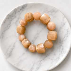 Handmade Resin Bangle Chunky Geometric Beaded Artistic Modern Color Block Stretch Bracelet Women Jewelry - Product Image 3