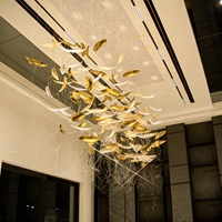 Lustre suspendu en verre personnalisé en métal de luxe pour mariage, escalier de villa, duplex