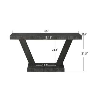 Armadio portaoggetti da 60 pollici Vintage in legno a 2 livelli con impiallacciatura solida con Design rustico per ingresso per divano da soggiorno - Product Image 1