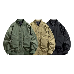 ออกแบบโลโก้ OEM ตามสั่ง เสื้อแจ็คเก็ตบอมเบอร์ MA-1 ไนลอน 100% บุด้วยผ้าฝ้าย ปักลาย ซิป แจ็คเก็ตทำงานลำลองสำหรับผู้ชาย - Product Image 1