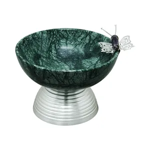 Bol à fruits rond multifonctionnel en marbre naturel vert moderne pour table à manger, festivals du Ramadan et de Diwali - Product Image 2