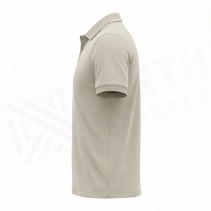 เสื้อโปโลผู้ชายลายเรียบ ผ้าถักระบายอากาศ โพลีเอสเตอร์ผสมคอตตอน โลโก้ด้านหน้า ดีไซน์เรียบง่าย เสื้อผ้ากีฬา ทรงพอดีตัว - Product Image 3