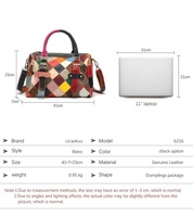 Sac fourre-tout de luxe pour femme en cuir véritable souple Markhor, deux poignées, design patchwork coloré, logo personnalisable