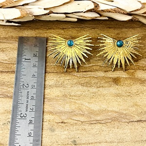 Creative Boho Sunburst <b>Stud</b> <b>Earrings</b> Brass 18k Gold Plated Turquoise Women's Gift Celestial Burst Wholesale OEM ODM - Product Image 5