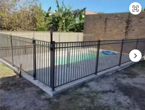Black Metal Pool Safety Fence Vertical Bar <b>Railing</b> with Wooden Posts for Outdoor Garden Poolside Boundary Security - Product Image 2
