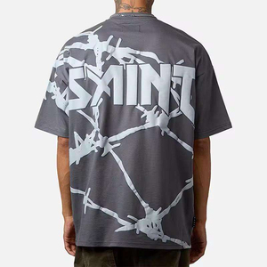 เสื้อยืดคอกลมโอเวอร์ไซส์ทรงหลวม ผ้าฝ้าย 100% คุณภาพดี พิมพ์ลายพัฟฟ์ ออกแบบเองได้ตามสั่ง รับผลิตแบบ OEM ODM ไซส์พลัส - Product Image 2