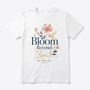 T-shirt Femme Blanc à Imprimé Floral Col Rond Coupe Slim 180g 100% Coton Manches Courtes Printemps Été Décontracté Bloom Beyond Limits - Product Image 2