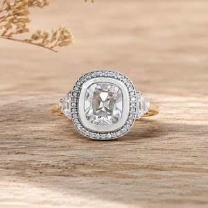 Customization Jewelry 10K 14K 18K Solid Gold <b>Old</b> Mine <b>Cushion</b> Cut Lab Diamond Halo Engagement Ring Vintage Inspired Fine Jewelry - Product Image 1