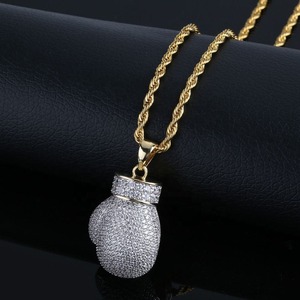 Nuevo Collar con Colgante de Boxeo Hip Hop, Joyería con Incrustaciones de Diamantes Micro Pave, Material de Latón Chapado en Oro, el Mejor Regalo para Hombre - Product Image 5