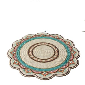 Trendy Flower Shaped Embroidery Seed Beadwork Table Mat For Festive Home Wedding Dining Coffee <b>Placemat</b> Luxe HomeDecor Accessory - Product Image 3