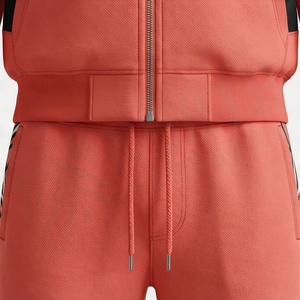 Men's <b>Coral</b> Color Blocking Tracksuit Hooded Zipper Full Sleeve Sporty Sweatshirt And Pants Set With Side Pockets Autumn Wear - Product Image 5