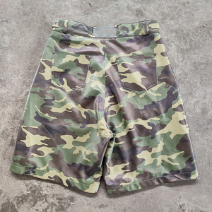 Pantalones Cortos de Cuero con Estampado Personalizado de Alta Calidad, Estilo Urbano, Camuflaje, con Pedrería, para Hombre - Product Image 2