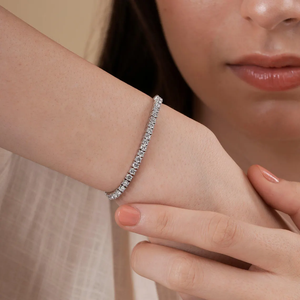 Pulsera de Diamantes Redondos Brillantes Creados en Laboratorio, Pulsera de Diamantes VVS2, Pulsera de Regalo Elegante y Clásica para Mujer - Product Image 1