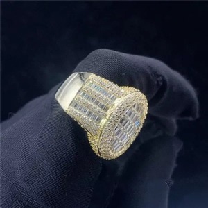<b>Mens</b> VVS Moissanite 925 Sterling <b>Silver</b> Baguette <b>Ring</b> Iced Out Eternity <b>Ring</b> Diamond <b>Ring</b> Big Engagement Statement <b>Ring</b> - Product Image 4