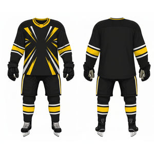 Maillot de Hockey sur Glace Professionnel Noir et Or – Créez Votre Propre Logo – Tenue de Sport avec Motif Étoilé – Maillot d'Entraînement - Product Image 6