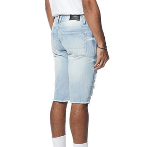 Shorts en jean pour hommes à taille élastique, style streetwear, impression par sublimation personnalisée de haute qualité, shorts de fitness - Product Image 2