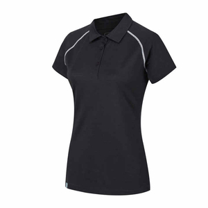 เสื้อโปโลผู้หญิงสีดำ แขนสั้น ผ้าโพลีเอสเตอร์ 100% แห้งเร็ว สวมใส่สบาย ทรงปกติ สีพื้น ผ้าถัก ใส่ได้ทุกฤดู - Product Image 2