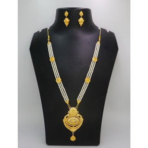 Collar con pendientes conjunto de joyas Latón chapado en oro puro de alta calidad UAE Dubai collar diseño collar conjunto de joyas - Product Image 3