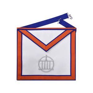 St Lawrence The Martyr Freemason <b>Apron</b> <b>White</b> Orange Blue Embroidered Emblem Ceremonial Fraternal Regalia Traditional Lodge Wear - Product Image 1