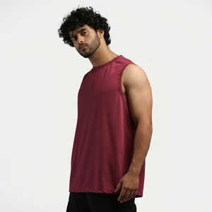 Débardeur sans manches pour homme, col rond, couleur unie, tricoté, vêtement décontracté, bordeaux - Product Image 5