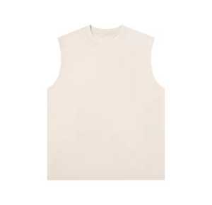 Men's O-Neck Sleeveless <b>Tank</b> <b>Top</b> Solid Color Knitted Cotton Casual Wear Gray Brown - Product Image 4