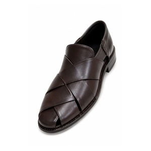 New Design LEATHER STUDIO Peshawari Chappal <b>Clogs</b> 100% Cow Leather Rubber Handmade Light Weight Peep Toe Buckle Strap Customized - Product Image 4