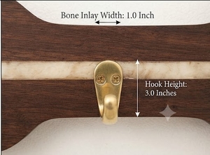 <b>Wooden</b> Bone Shape Wall Hook With Brass Hooks And Resin Inlay <b>Rustic</b> Decorative Hanging Accessory - Product Image 4