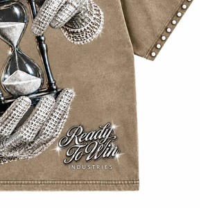 T-shirt à col rond surdimensionné pour homme Ready To Win avec imprimé sablier, style streetwear, manches courtes, en coton - Product Image 2