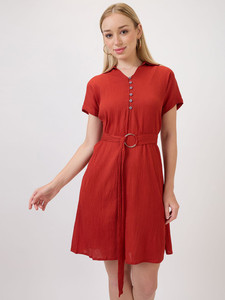 Vestido Midi Formal para Mujer, 100% Transpirable, Mangas Cortas, Tela Fresca y Holgada, Logotipo Personalizado Impreso, Lavable, de Alta Calidad - Product Image 3