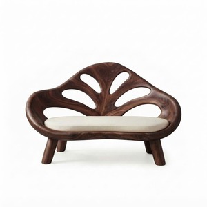 Modern Solid Wood <b>Bench</b> Curved Backrest Eco-Friendly Durable Outdoor Furniture Entryway Living Room Entrance Hall - Product Image 1