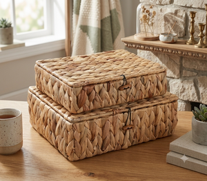 Artex Hai Nam Woven <b>With</b> <b>Lid</b> Water Hyacinth Woven <b>Baskets</b> - Product Image 3